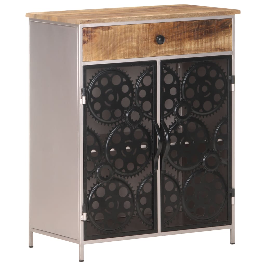 vidaXL Sideboard 23.6"x13.8"x29.5" Rough Mango Wood & Iron-8