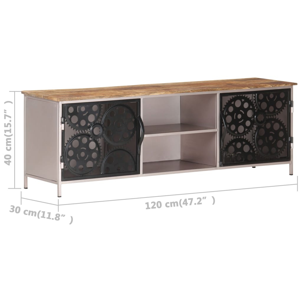 vidaXL TV Stand 47.2"x11.8"x15.7" Rough Mango Wood-6