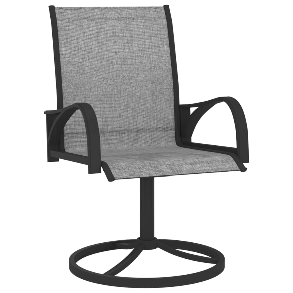 vidaXL 2x Garden Swivel Chairs Textilene and Steel Lounge Seat Gray/Brown-2