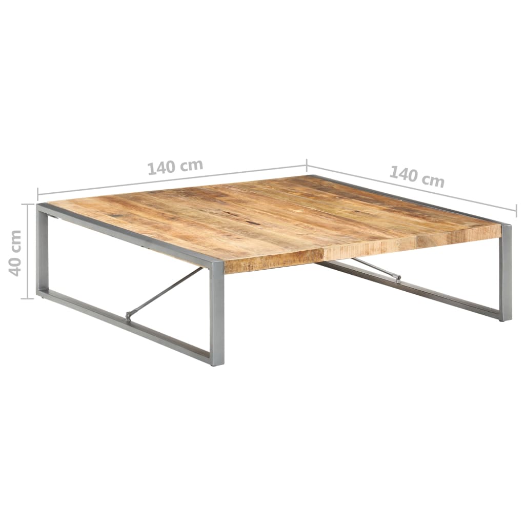 vidaXL Coffee Table 55.1"x55.1"x15.7" Rough Mango Wood-4