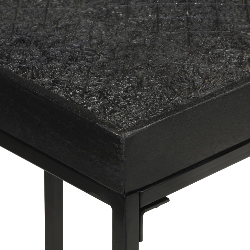 vidaXL Console Table Black 43.3"x13.8"x29.9" Solid Acacia and Mango Wood-3