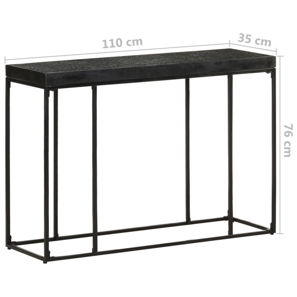 vidaXL Console Table Black 43.3"x13.8"x29.9" Solid Acacia and Mango Wood-5