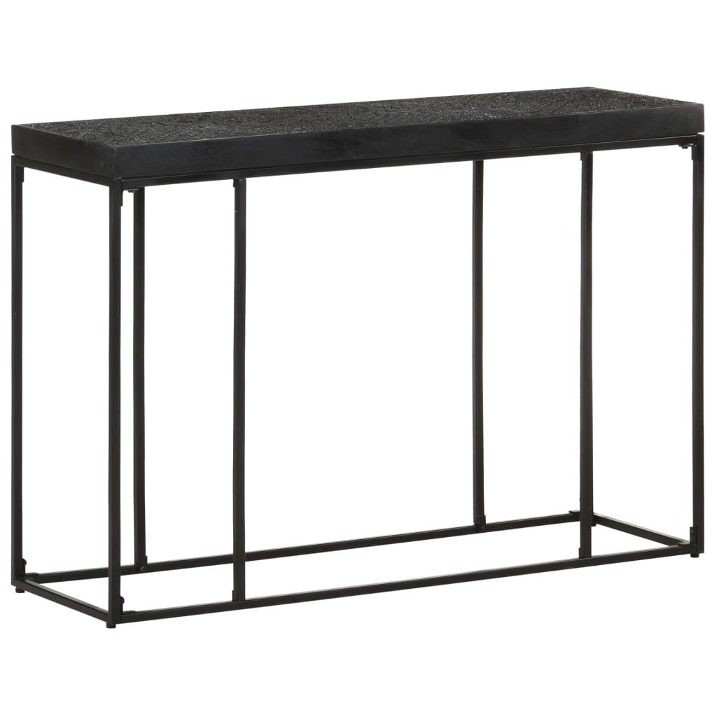 vidaXL Console Table Black 43.3"x13.8"x29.9" Solid Acacia and Mango Wood-6