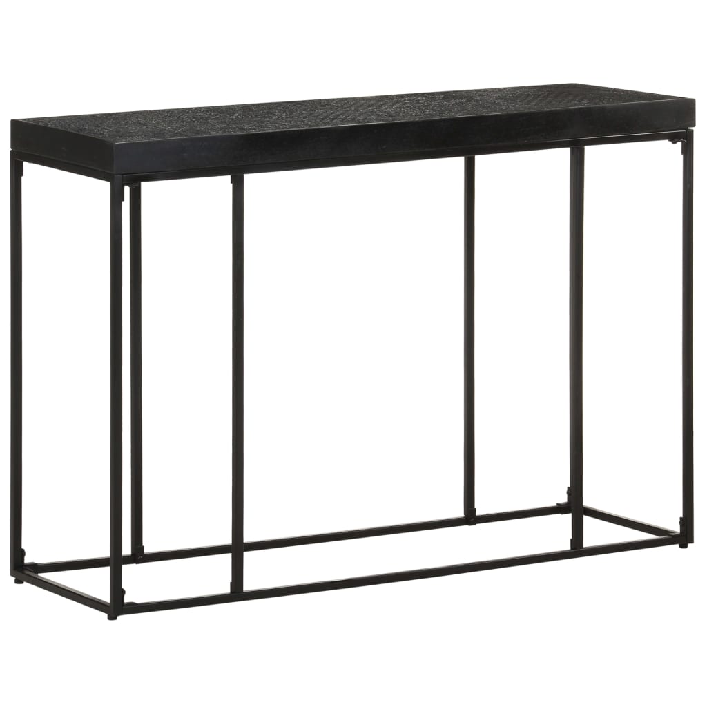 vidaXL Console Table Black 43.3"x13.8"x29.9" Solid Acacia and Mango Wood-7