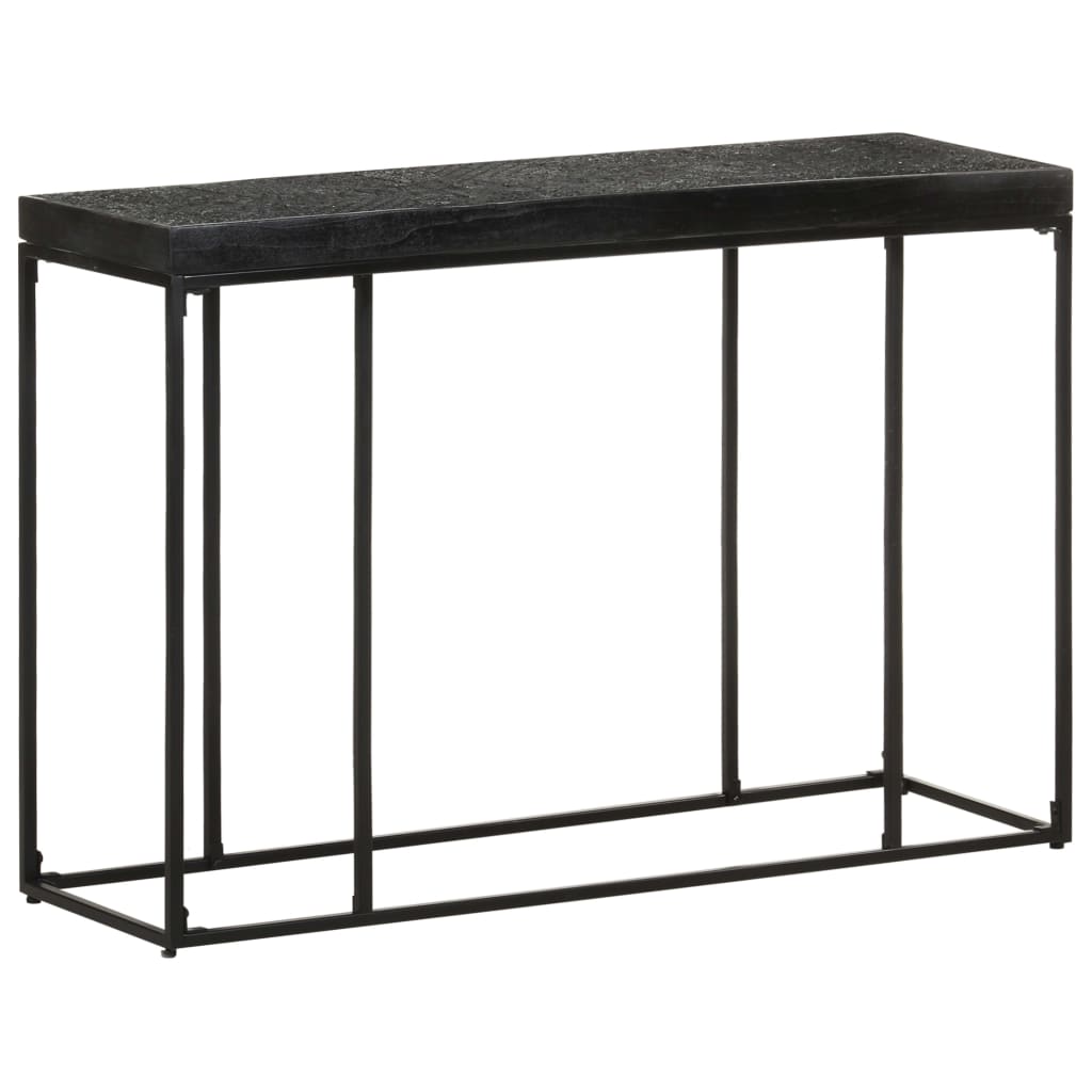 vidaXL Console Table Black 43.3"x13.8"x29.9" Solid Acacia and Mango Wood-8