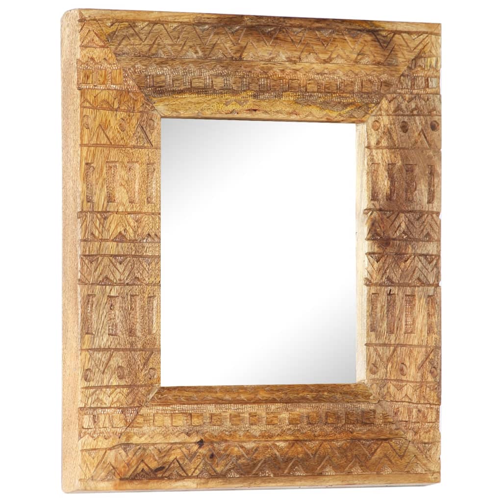 Solid Mango Wood Hand-Carved Mirror Wooden Decoration Multi Sizes