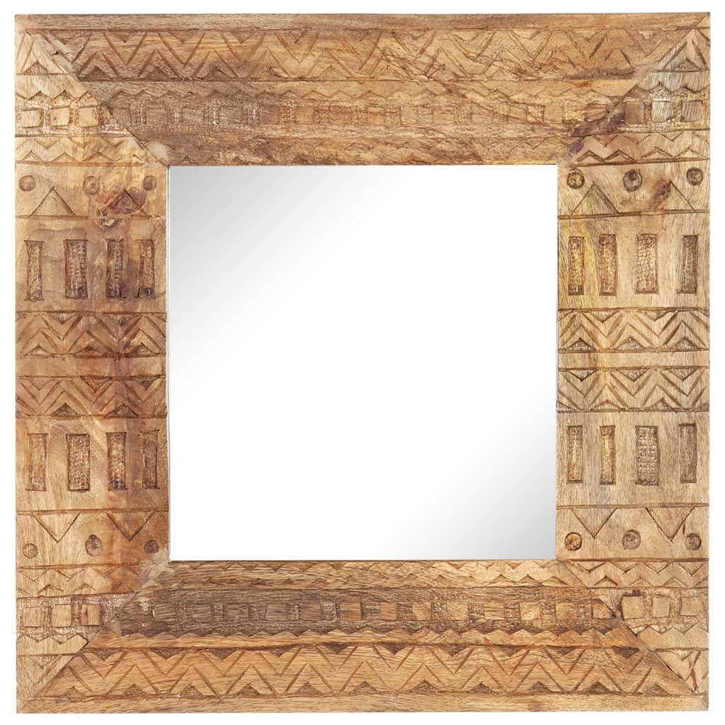 Solid Mango Wood Hand-Carved Mirror Wooden Decoration Multi Sizes