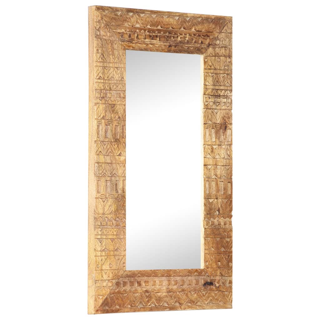 Solid Mango Wood Hand-Carved Mirror Wooden Decoration Multi Sizes