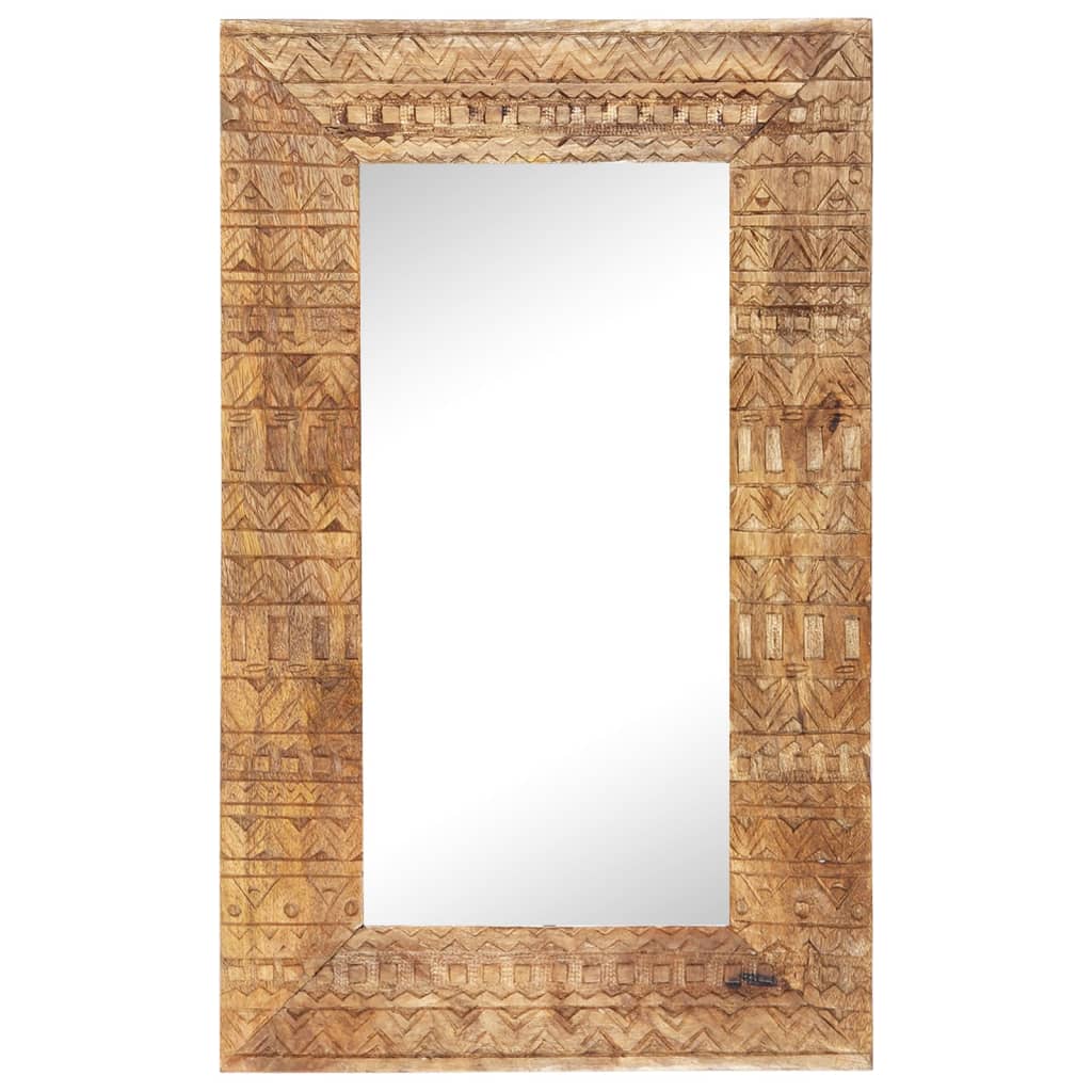 Solid Mango Wood Hand-Carved Mirror Wooden Decoration Multi Sizes