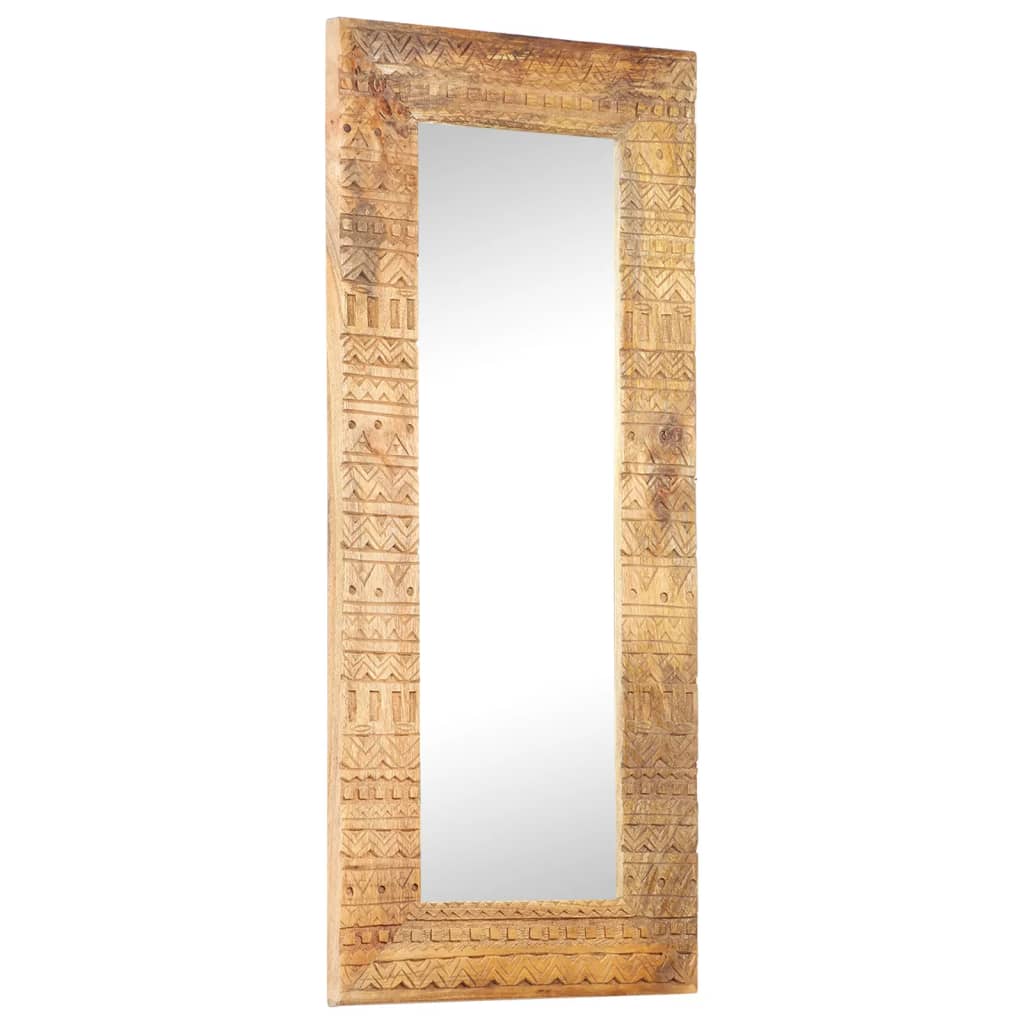 Solid Mango Wood Hand-Carved Mirror Wooden Decoration Multi Sizes