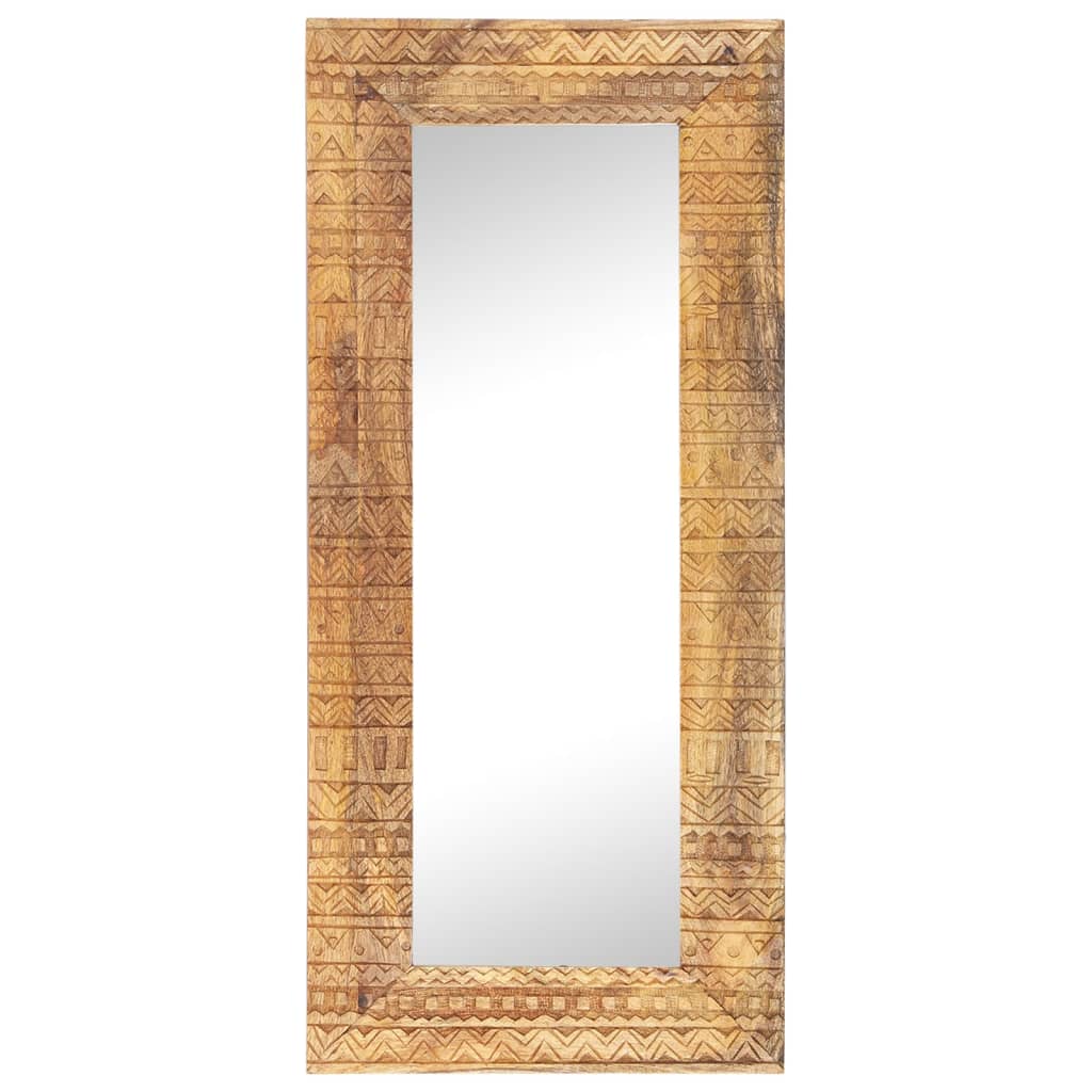 Solid Mango Wood Hand-Carved Mirror Wooden Decoration Multi Sizes