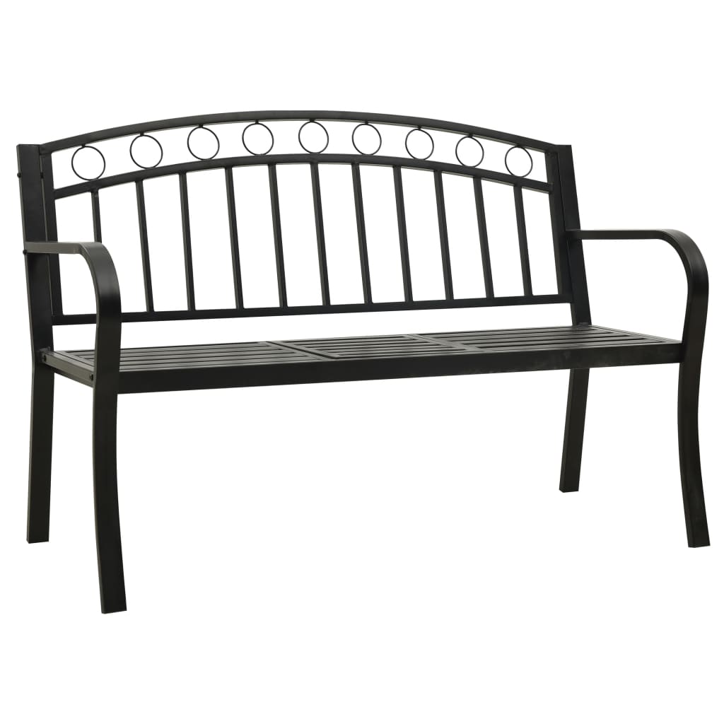 Garden Bench with a Table 49.2" Steel Black