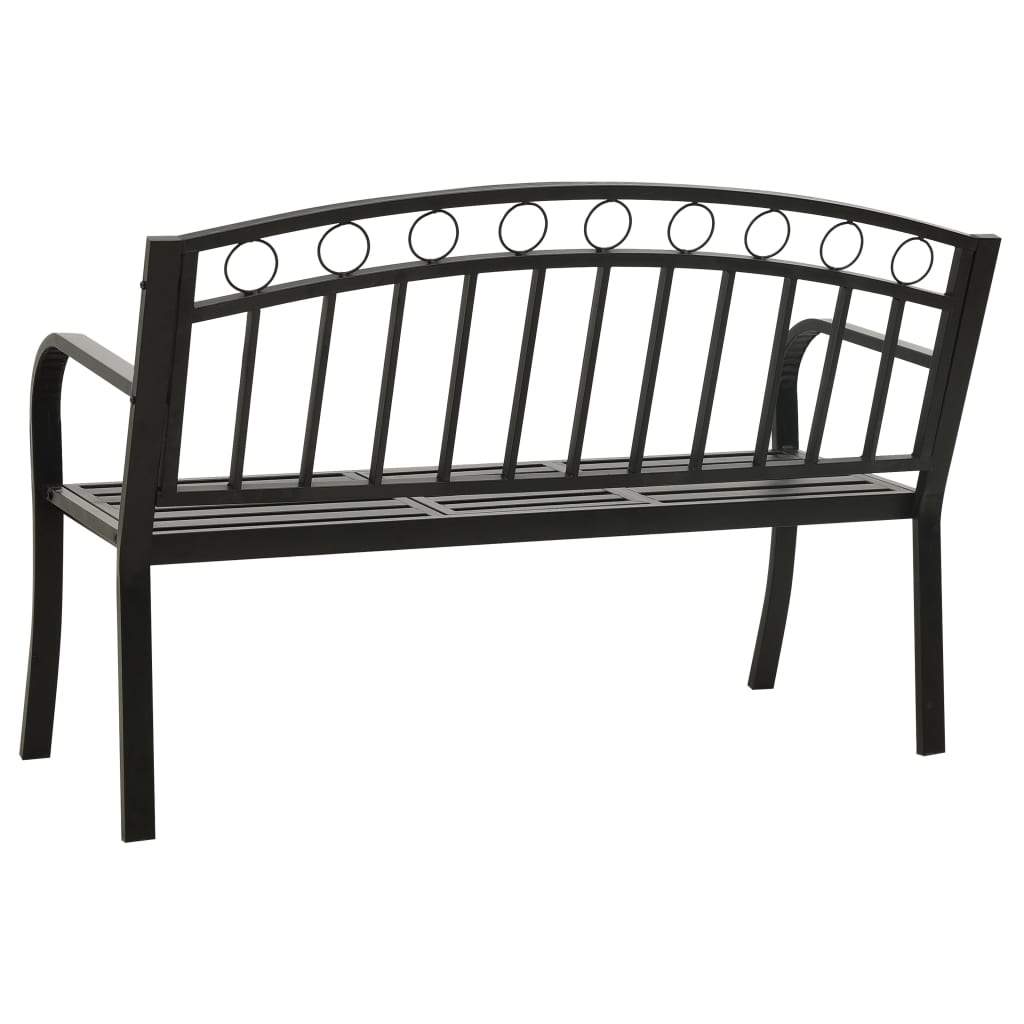 Garden Bench with a Table 49.2" Steel Black