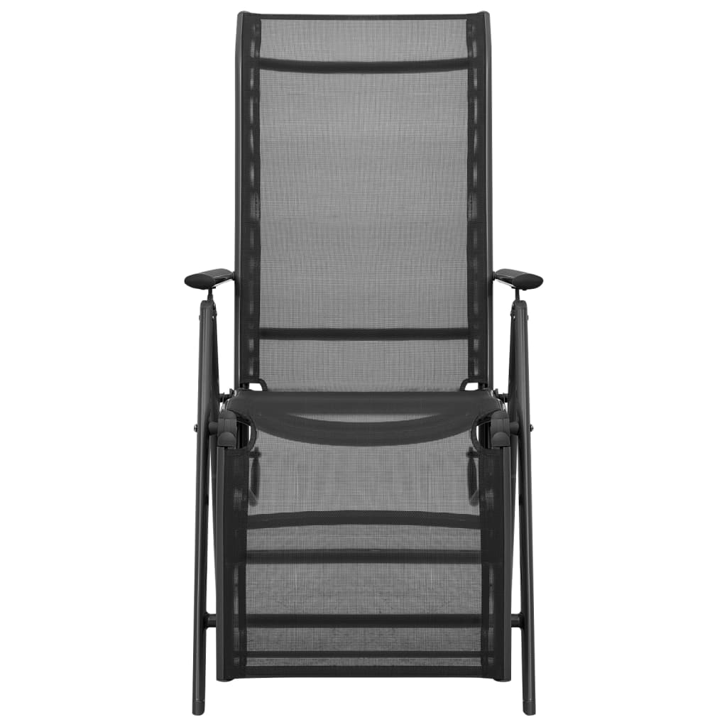 vidaXL Reclining Deck Chair Aluminum and Textilene Black-1