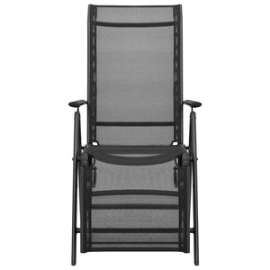 vidaXL Reclining Deck Chair Aluminum and Textilene Black-1