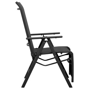 vidaXL Reclining Deck Chair Aluminum and Textilene Black-2