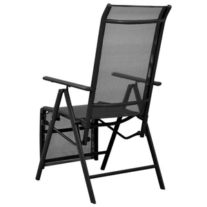 vidaXL Reclining Deck Chair Aluminum and Textilene Black-3
