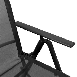 vidaXL Reclining Deck Chair Aluminum and Textilene Black-5