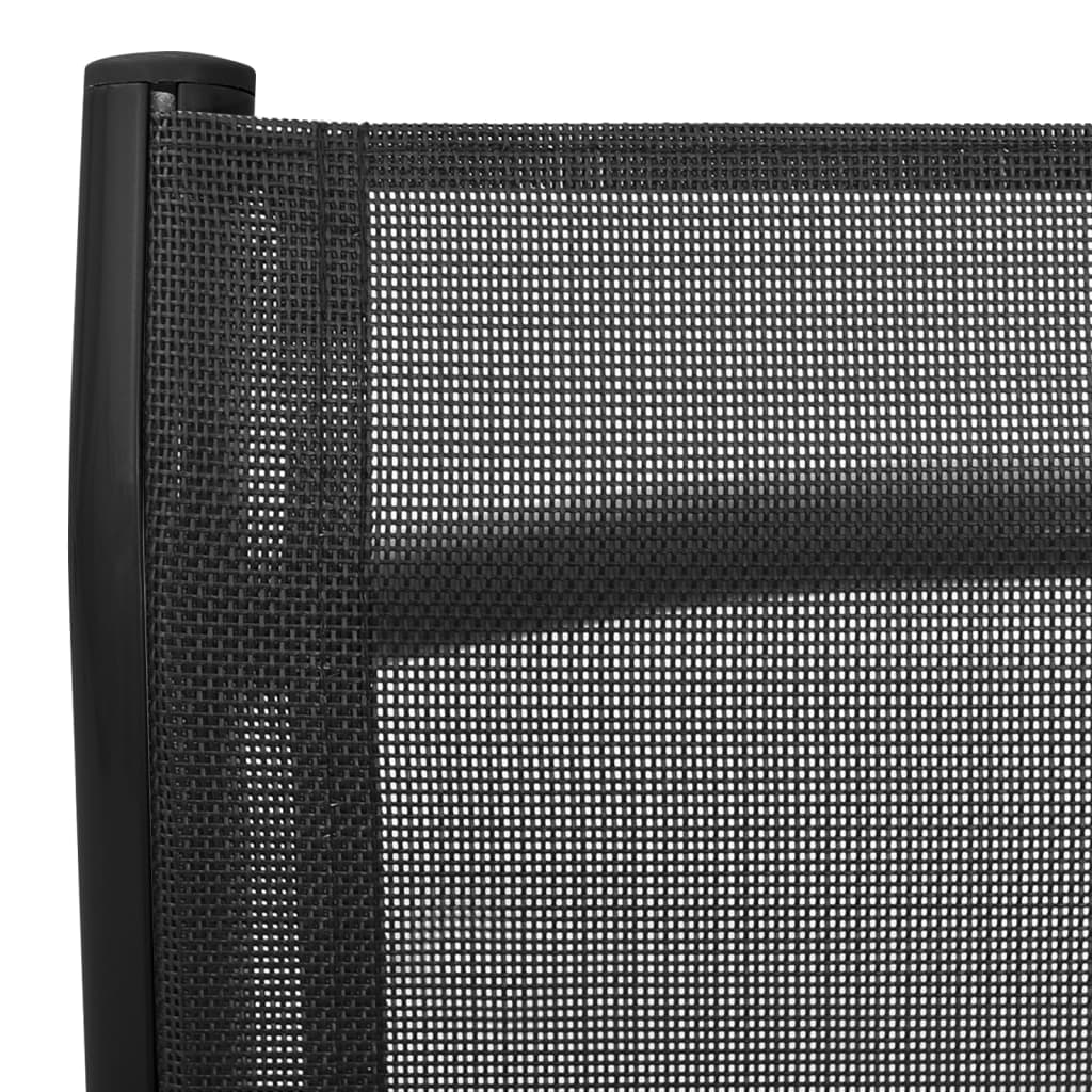 vidaXL Reclining Deck Chair Aluminum and Textilene Black-6