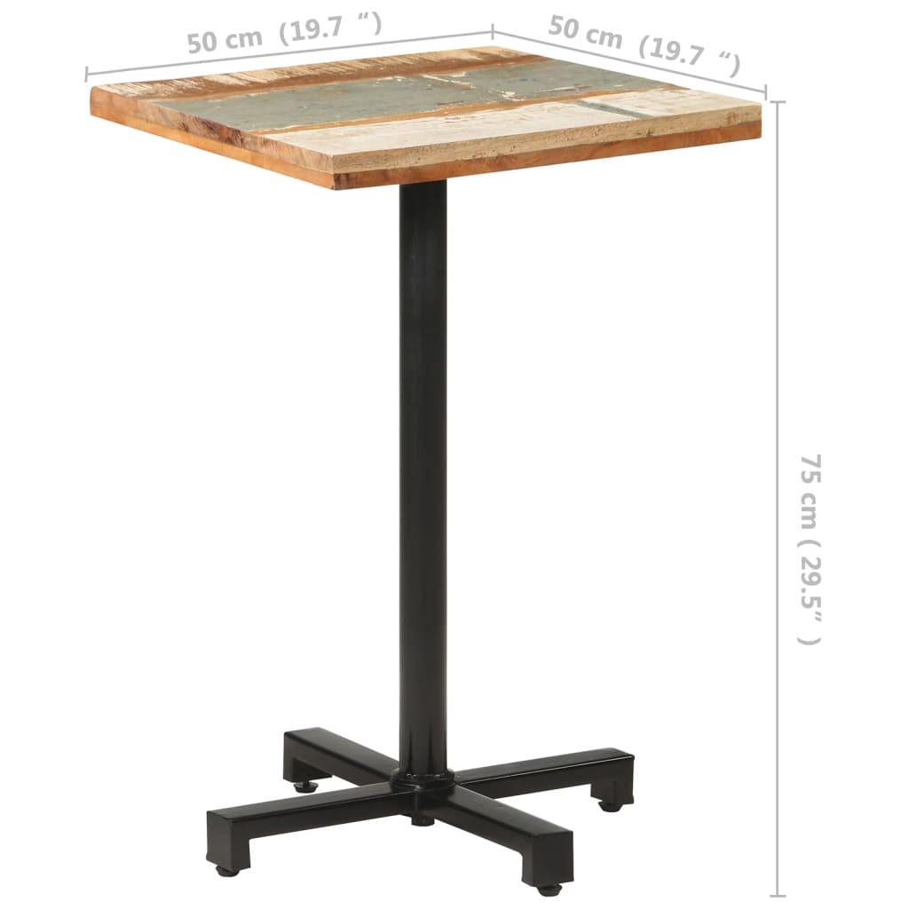 vidaXL Bistro Table Square 19.7"x19.7"x29.5" Solid Reclaimed Wood-4