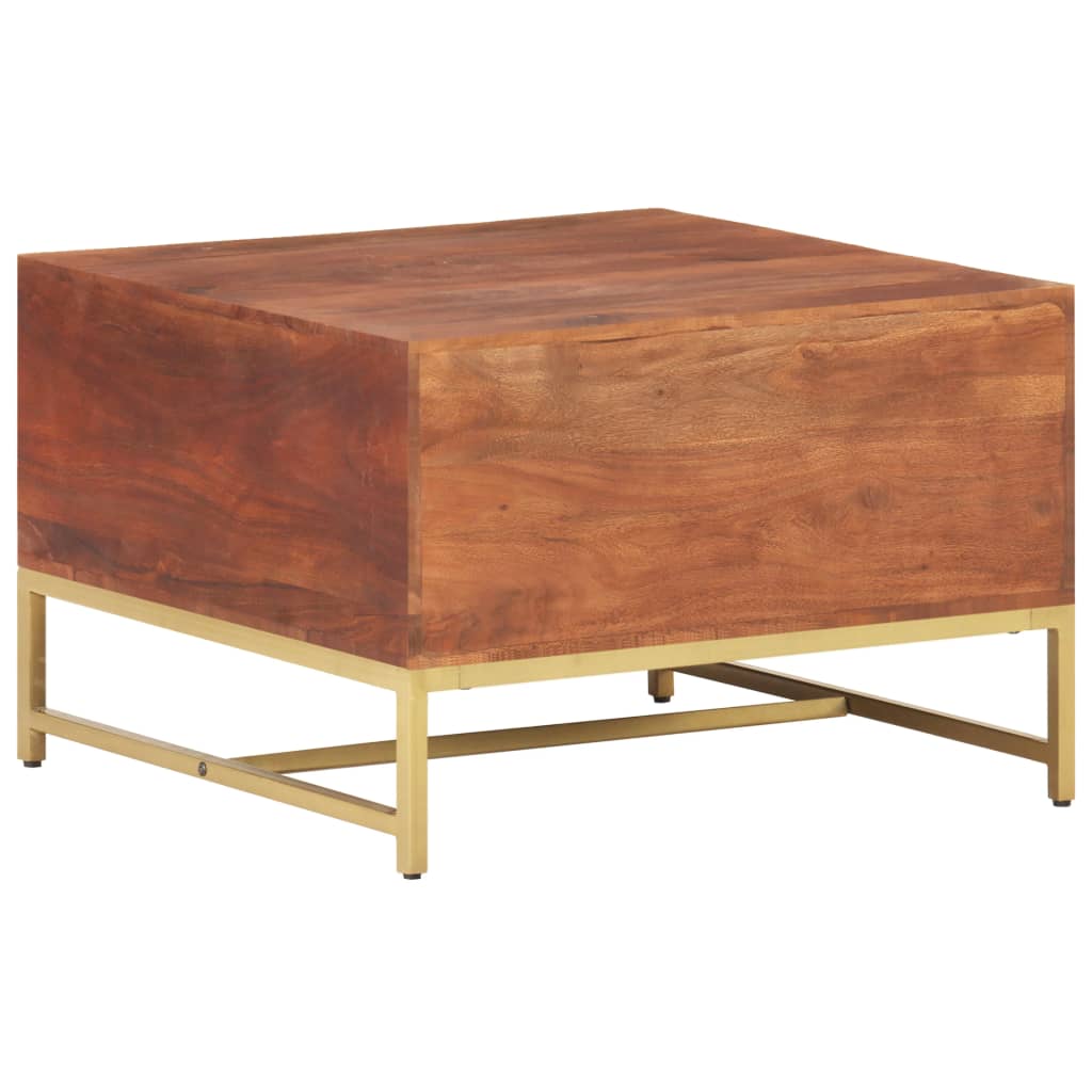 vidaXL Coffee Table Honey Brown 26.4"x26.4"x17.7" Solid Acacia Wood-2