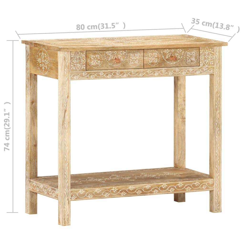 vidaXL Console Table 31.5"x13.8"x29.1" Solid Mango Wood-8