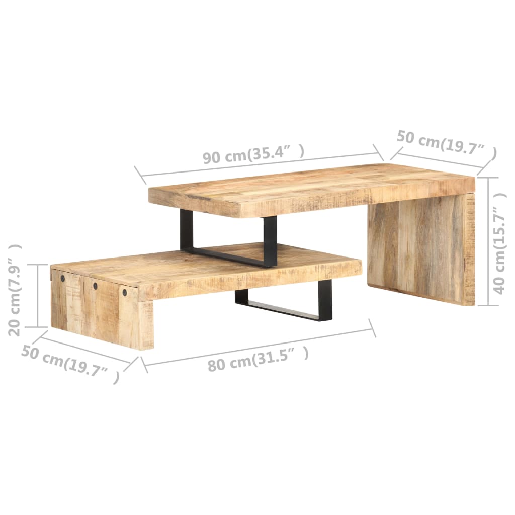 vidaXL 2 Piece Coffee Table Set Solid Mango Wood-0