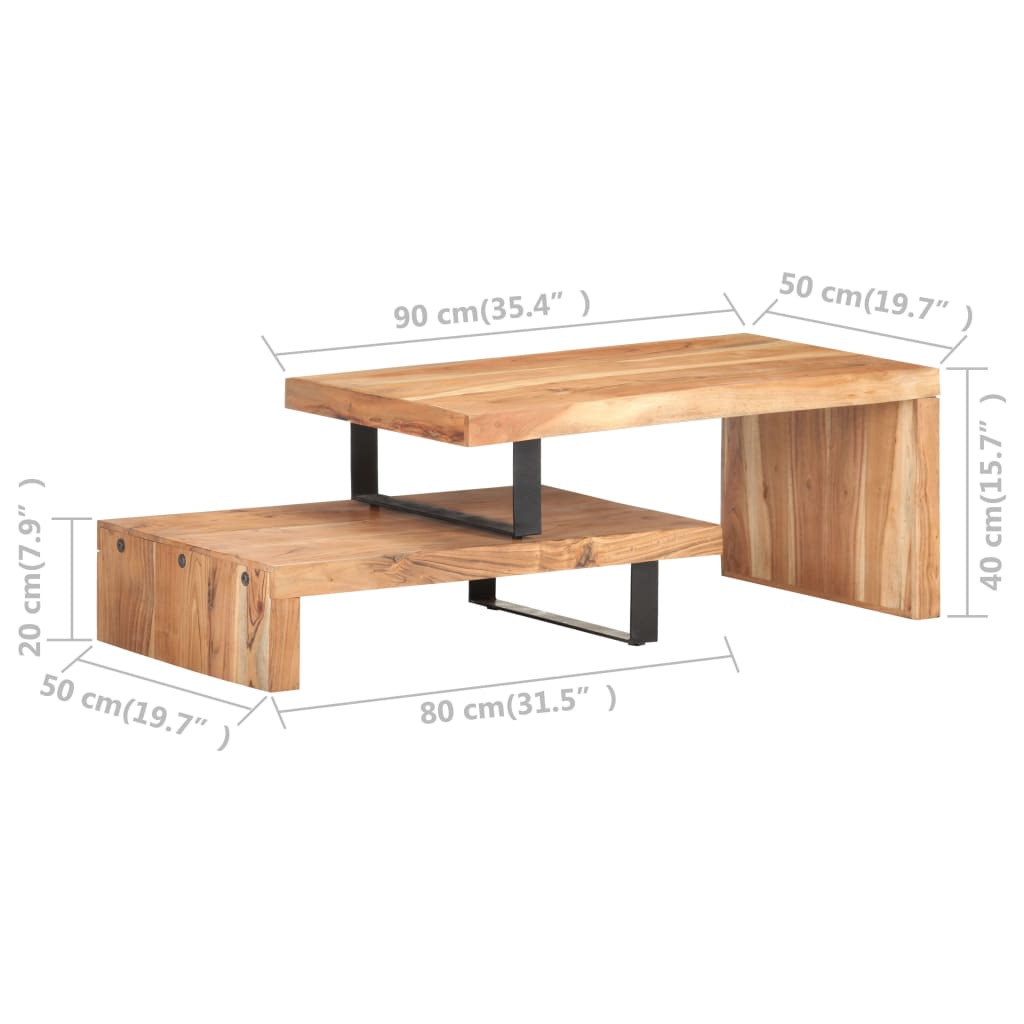 vidaXL 2 Piece Coffee Table Set Solid Acacia Wood-0