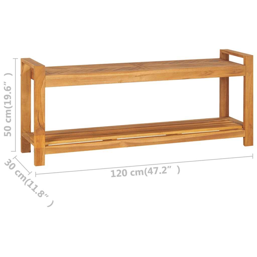 vidaXL Bench Entryway Bench Storage Organizer for Living Room Solid Wood Teak-13