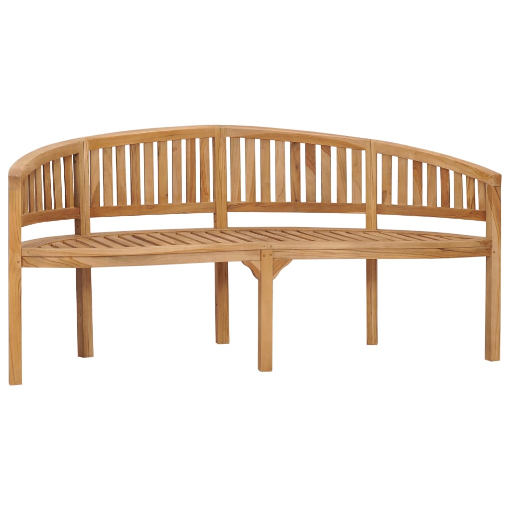 vidaXL Banana Bench Outdoor Patio Banana Bench with Armrest Solid Wood Teak-6