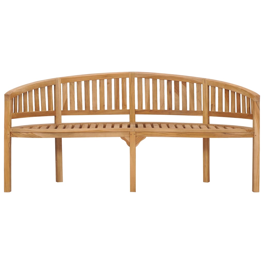 vidaXL Banana Bench Outdoor Patio Banana Bench with Armrest Solid Wood Teak-1