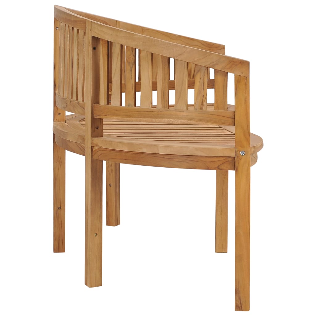 vidaXL Banana Bench Outdoor Patio Banana Bench with Armrest Solid Wood Teak-2