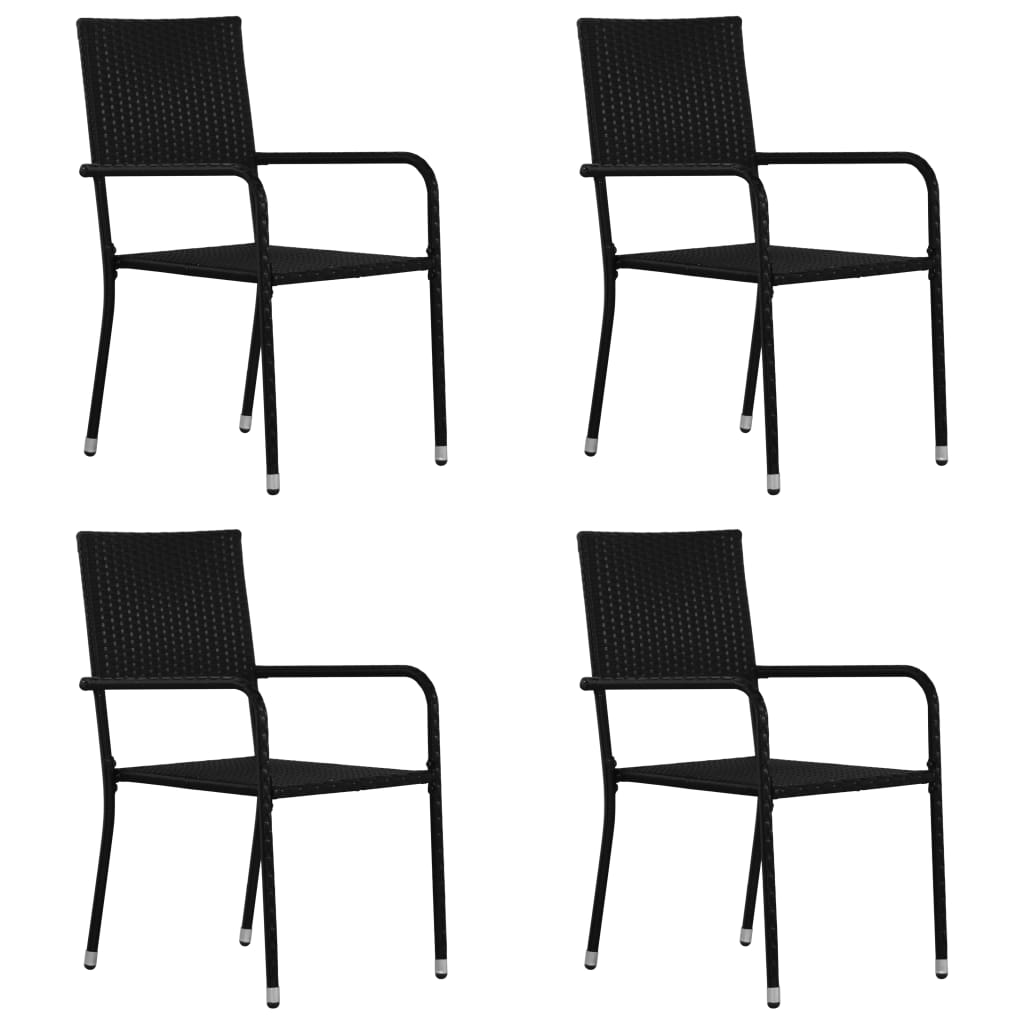 2x Outdoor Dining Chair Poly Rattan Garden Dinner Seating Black/Gray