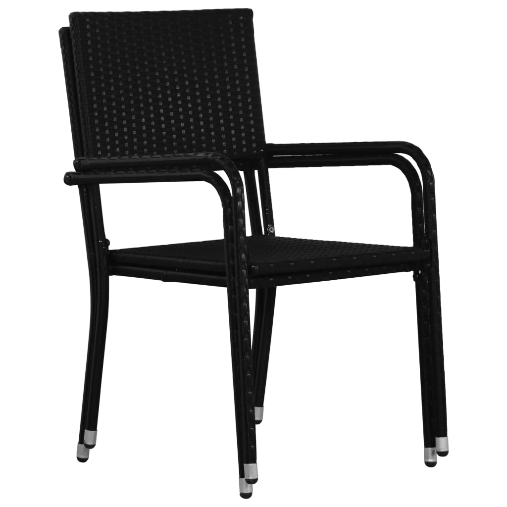 2x Outdoor Dining Chair Poly Rattan Garden Dinner Seating Black/Gray