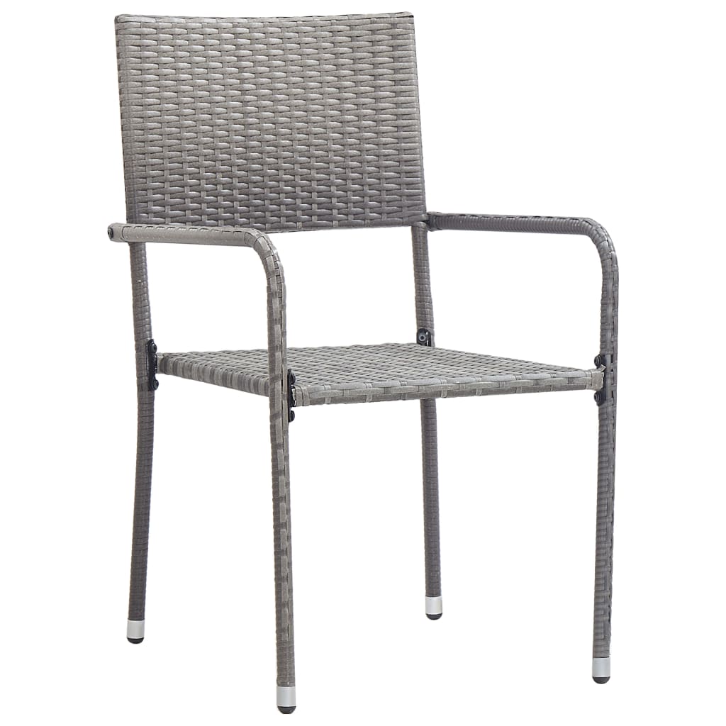 2x Outdoor Dining Chair Poly Rattan Garden Dinner Seating Black/Gray