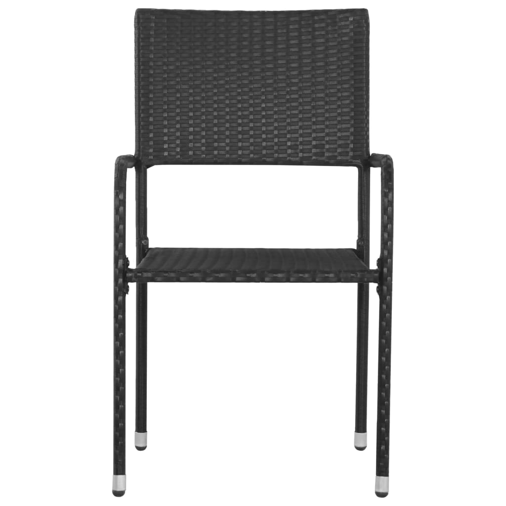 2x Outdoor Dining Chair Poly Rattan Garden Dinner Seating Black/Gray