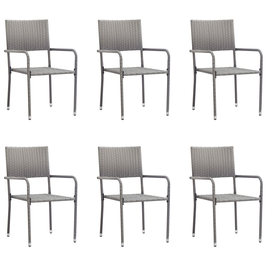 2x Outdoor Dining Chair Poly Rattan Garden Dinner Seating Black/Gray