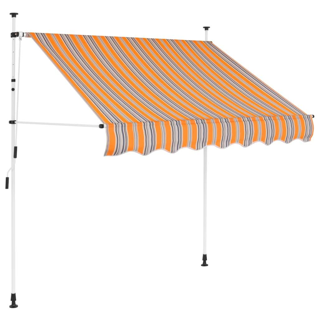 Manual Retractable Awning 39.4" Yellow and Blue Stripes