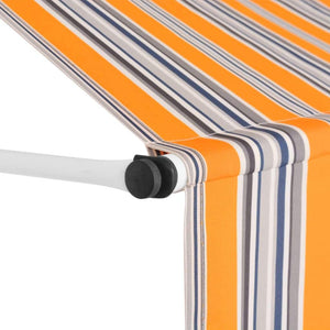 Manual Retractable Awning 39.4" Yellow and Blue Stripes