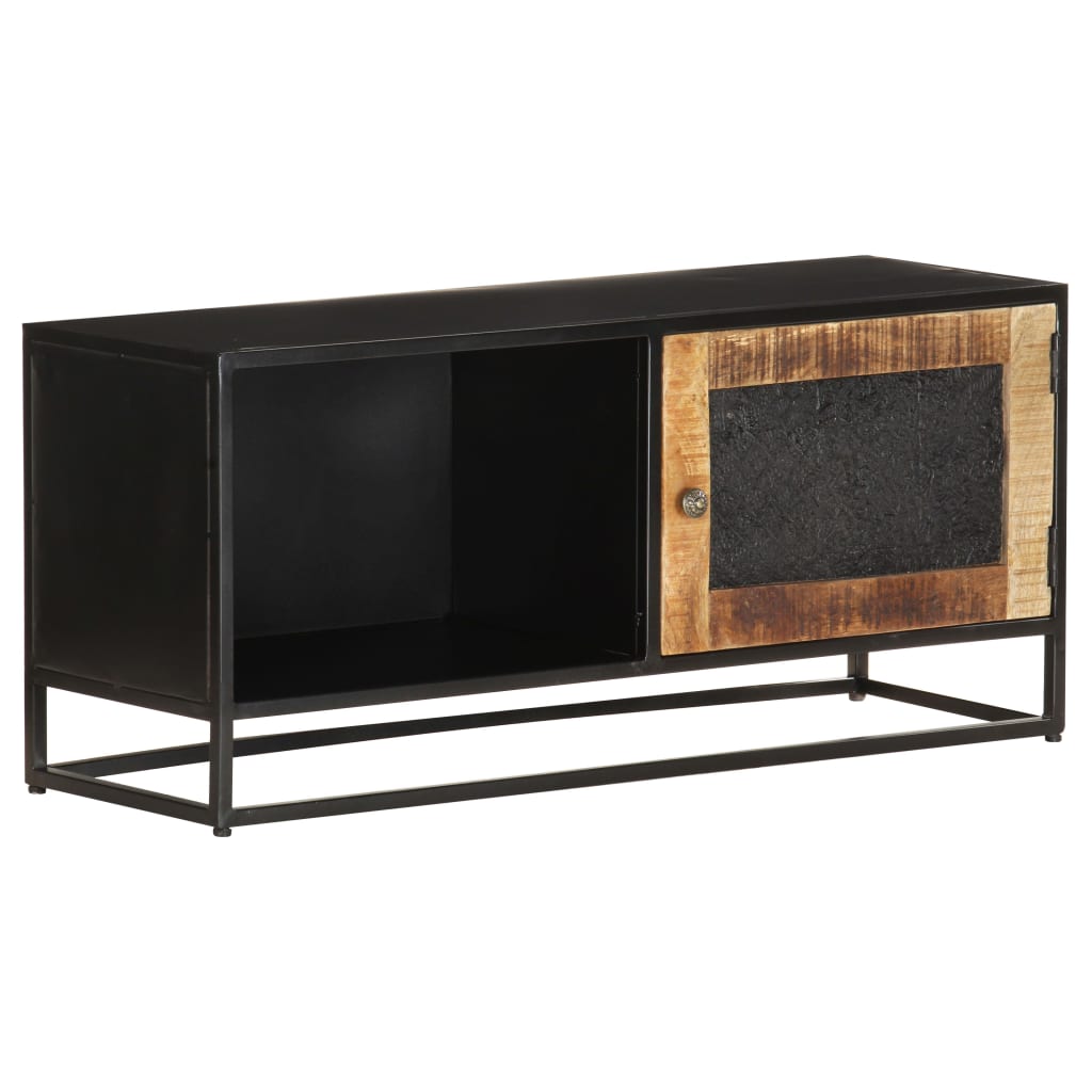 vidaXL TV Stand 35.4"x11.8"x15.7" Rough Mango Wood-10