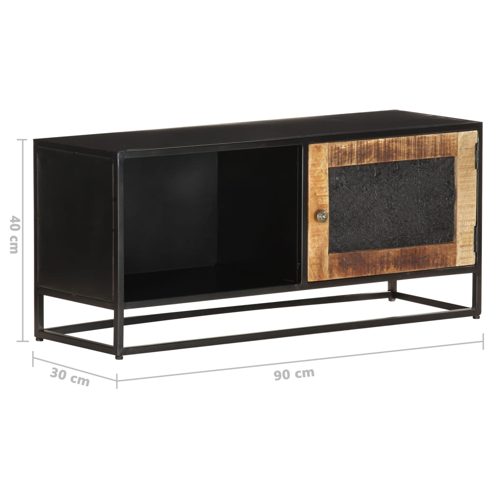 vidaXL TV Stand 35.4"x11.8"x15.7" Rough Mango Wood-12