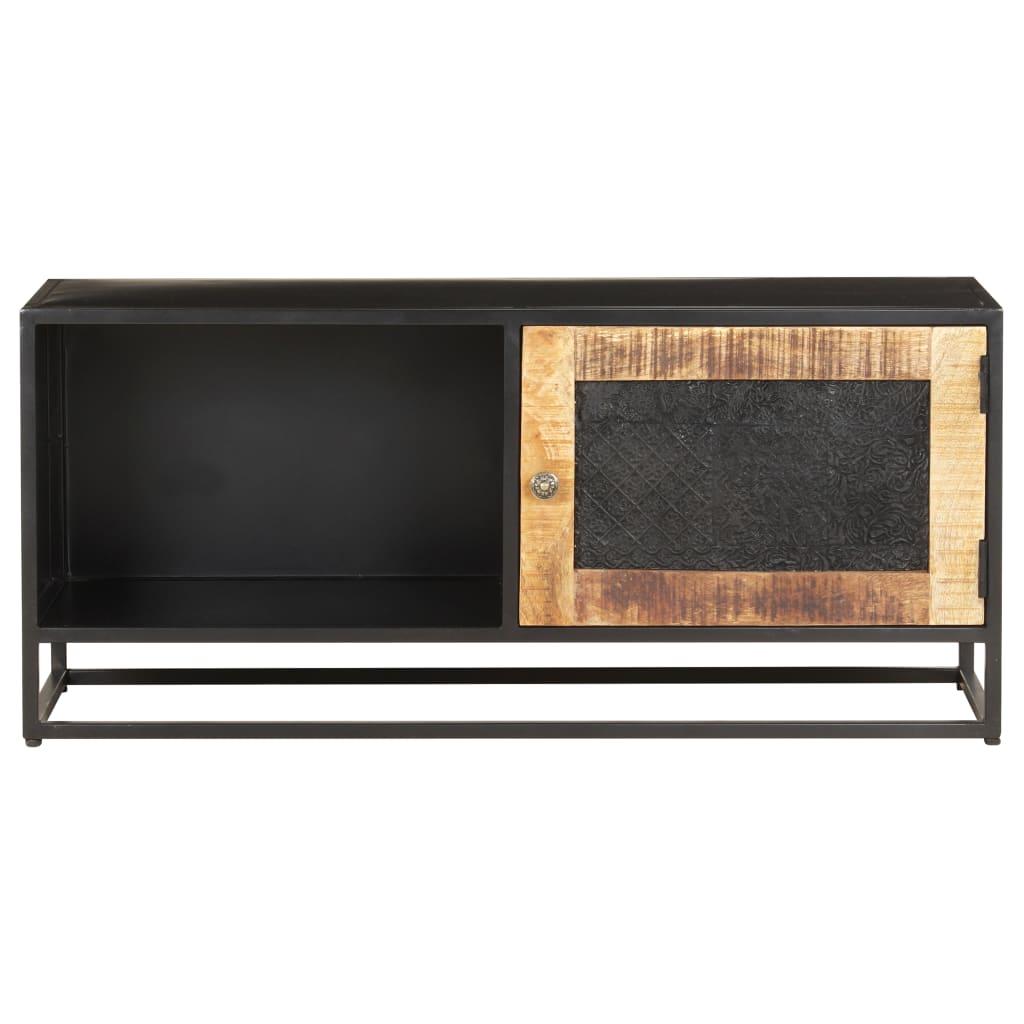 vidaXL TV Stand 35.4"x11.8"x15.7" Rough Mango Wood-13