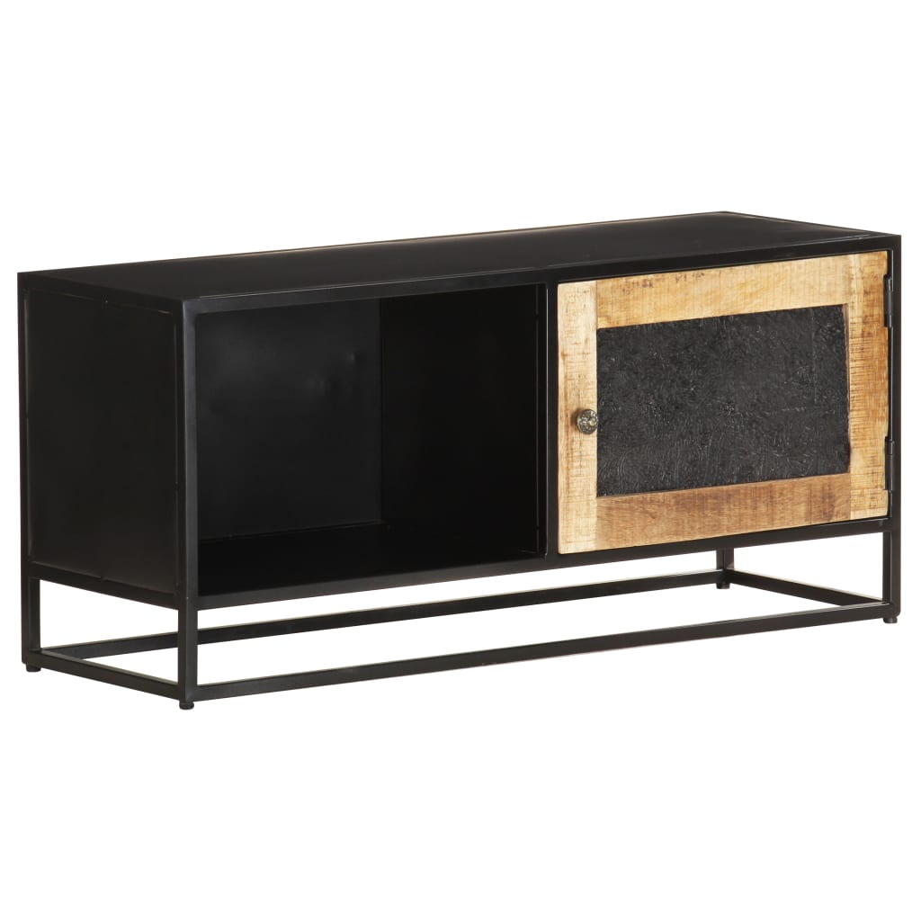 vidaXL TV Stand 35.4"x11.8"x15.7" Rough Mango Wood-17