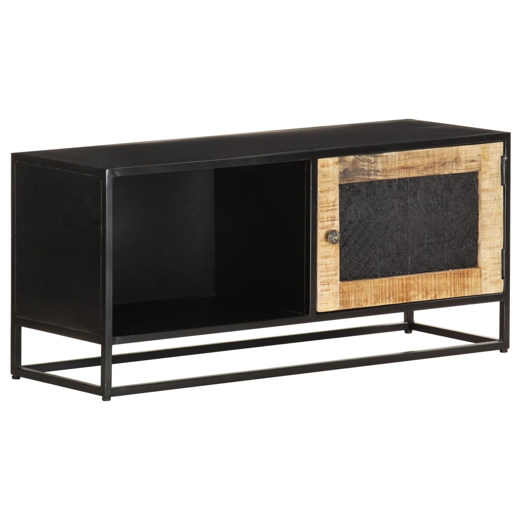 vidaXL TV Stand 35.4"x11.8"x15.7" Rough Mango Wood-18