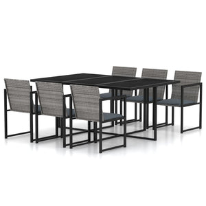 Outdoor Dining Set with Cushions 5/7/9 Pieces Poly Rattan Gray/Black
