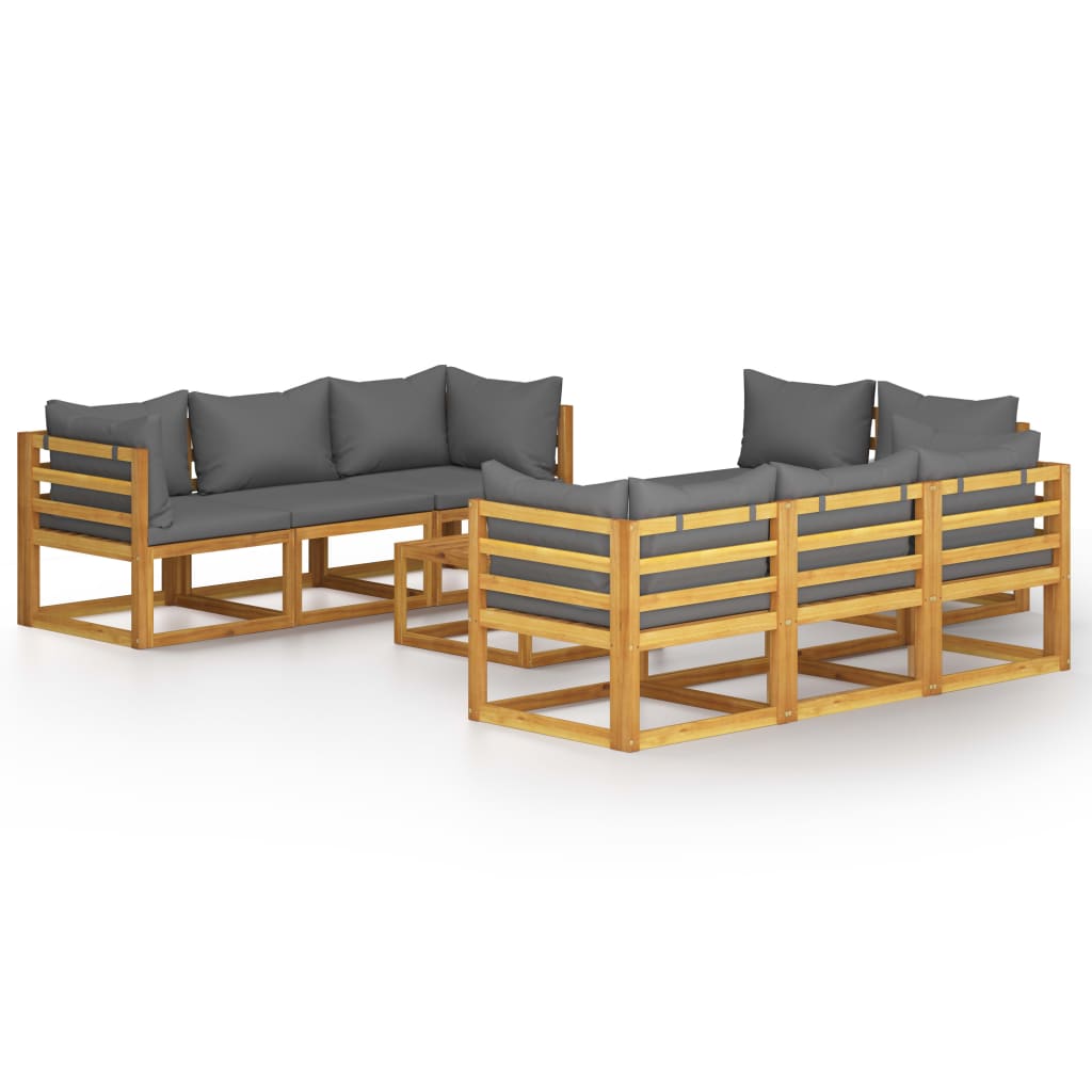 vidaXL 9 Piece Patio Lounge Set with Cushion Solid Acacia Wood-1