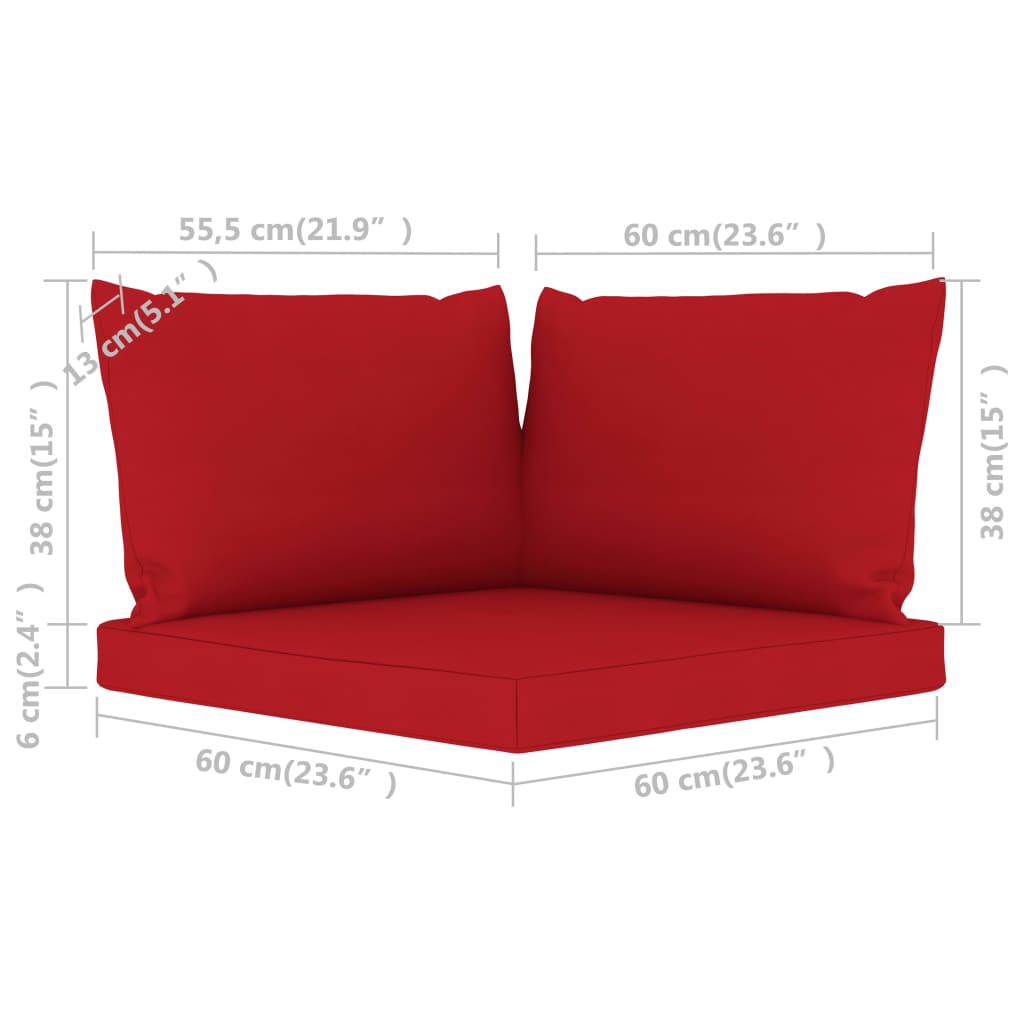 vidaXL Pallet Cushions 3 pcs Red Oxford Fabric-4