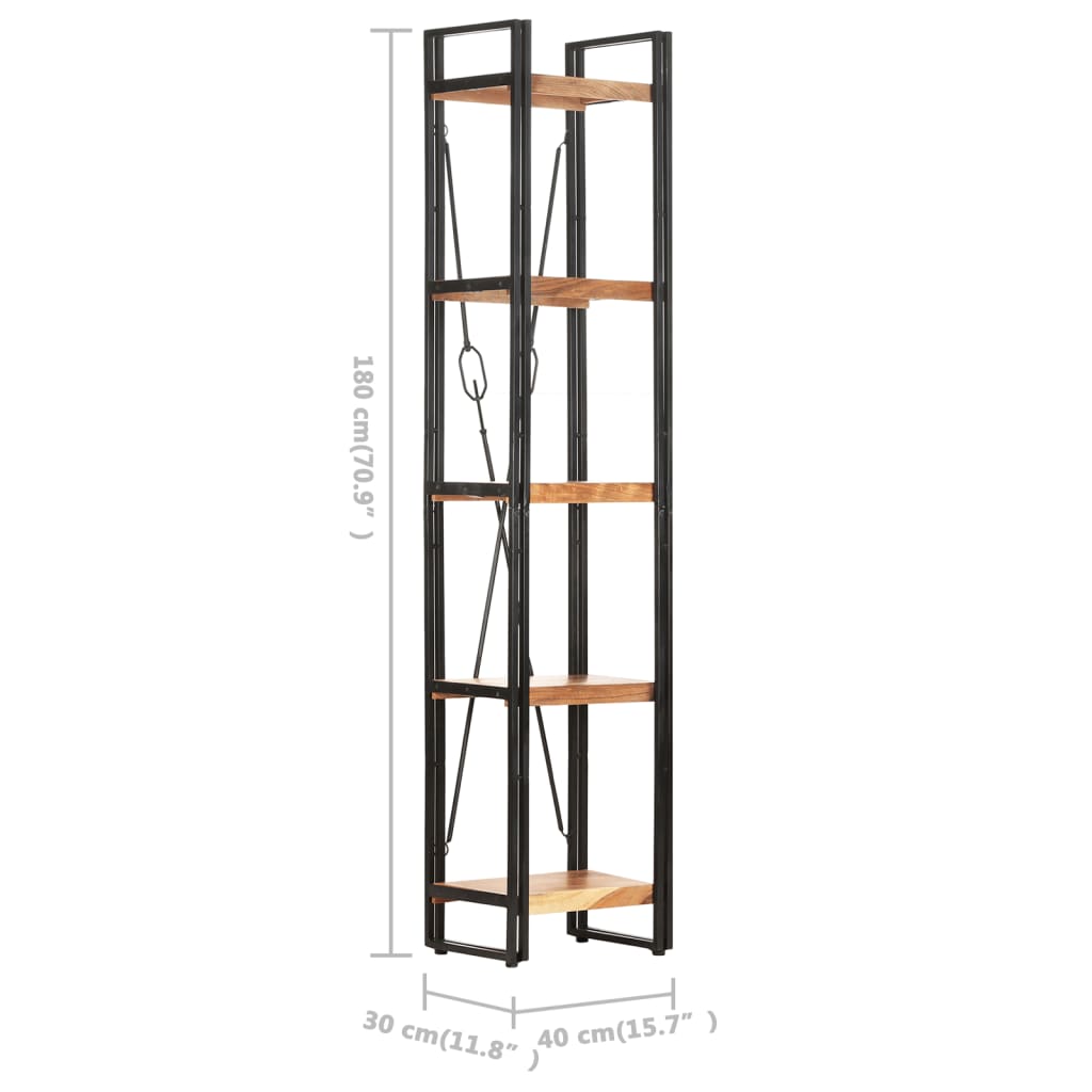 vidaXL 5-Tier Bookcase 15.7"x11.8"x70.9" Solid Acacia Wood-0