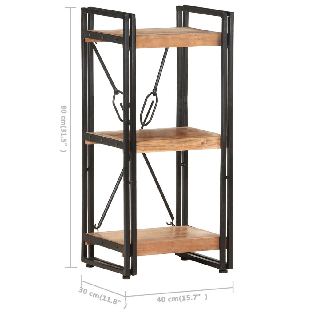 vidaXL 3-Tier Bookcase 15.7"x11.8"x31.5" Solid Acacia Wood-0