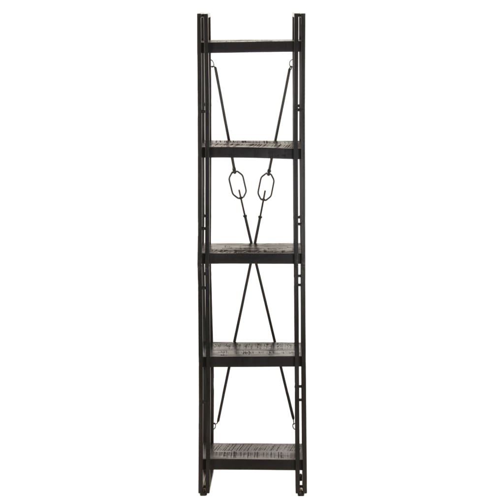 vidaXL 5-Tier Bookcase Black 15.7"x11.8"x70.9" Solid Mango Wood-0